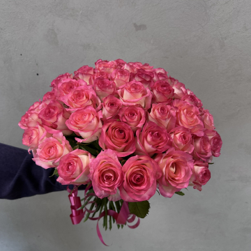 Букет бело-розовых роз 51 шт 40 см С теплыми пожеланиями